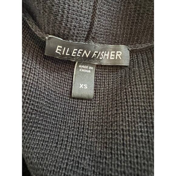 Eileen Fisher Silk Blend Open Front Cardigan Sweater Black XS - Picture 6 of 7
